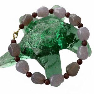 Shades of Purple Glass Beads with Amethyst Bracelet